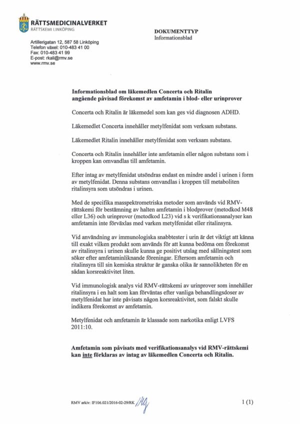 Concerta och Ritalin vs Amfetamin
