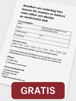 Ansökan om undantag från kraven för innehav av körkort med villkor om alkolås